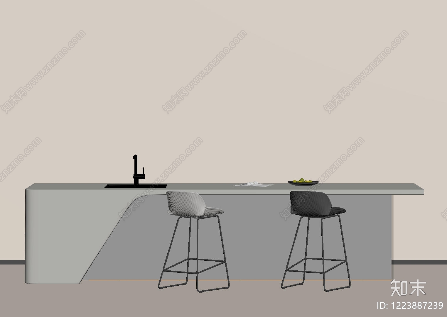 极简吧台SU模型下载【ID:1223887239】