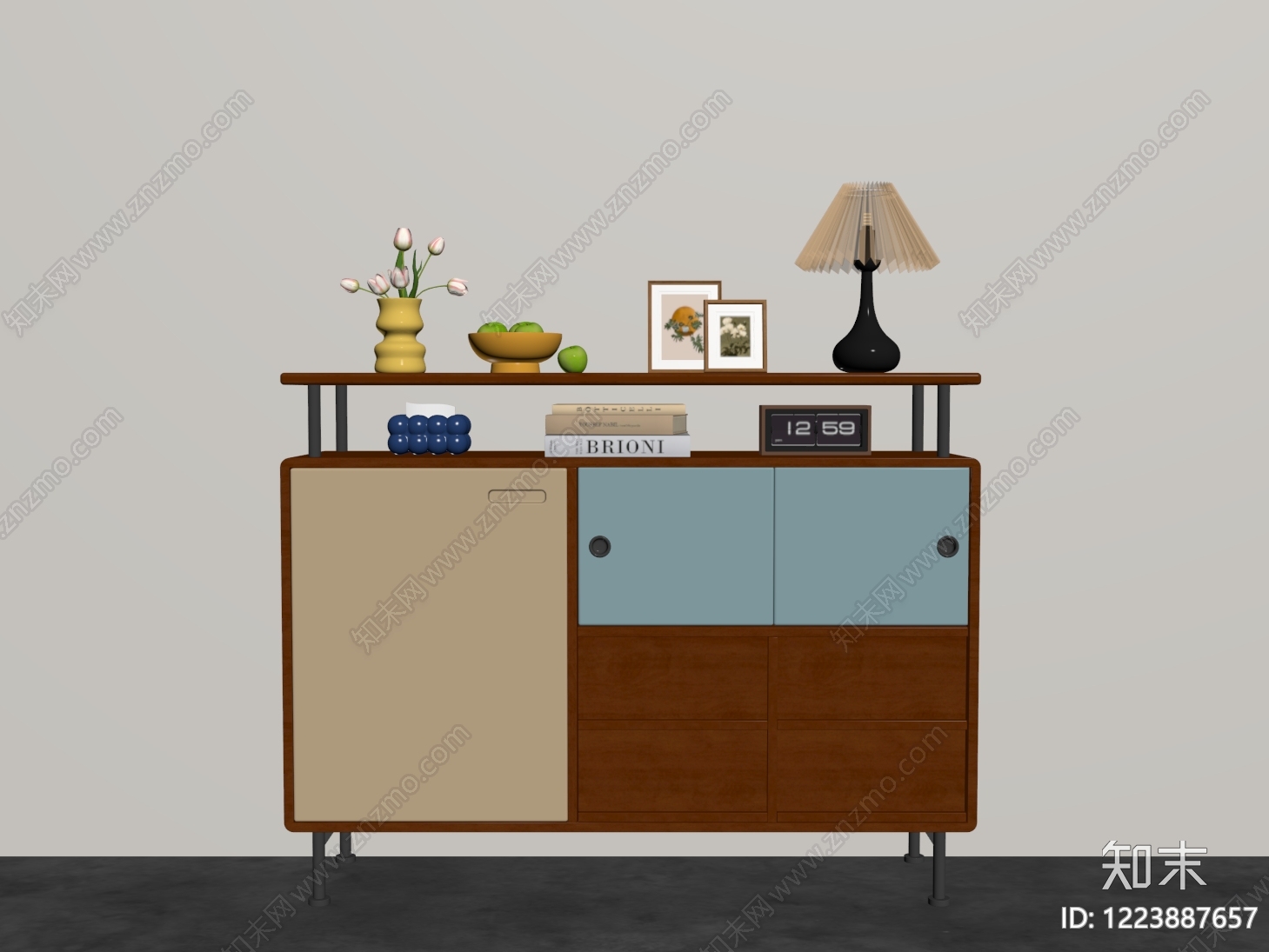 中古风餐边柜SU模型下载【ID:1223887657】