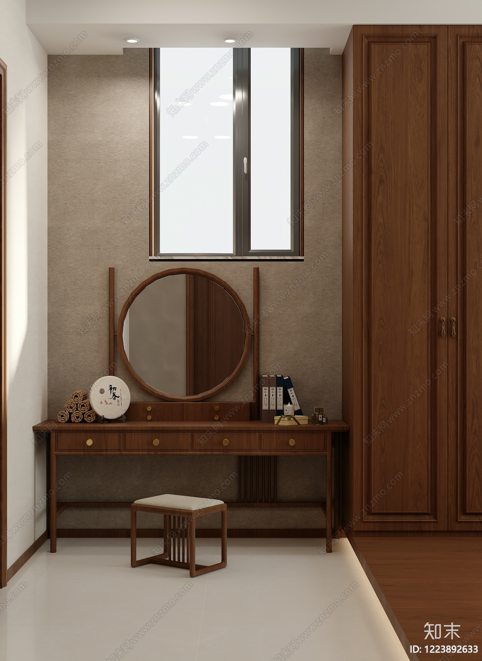 新中式主卧3D模型下载【ID:1223892633】