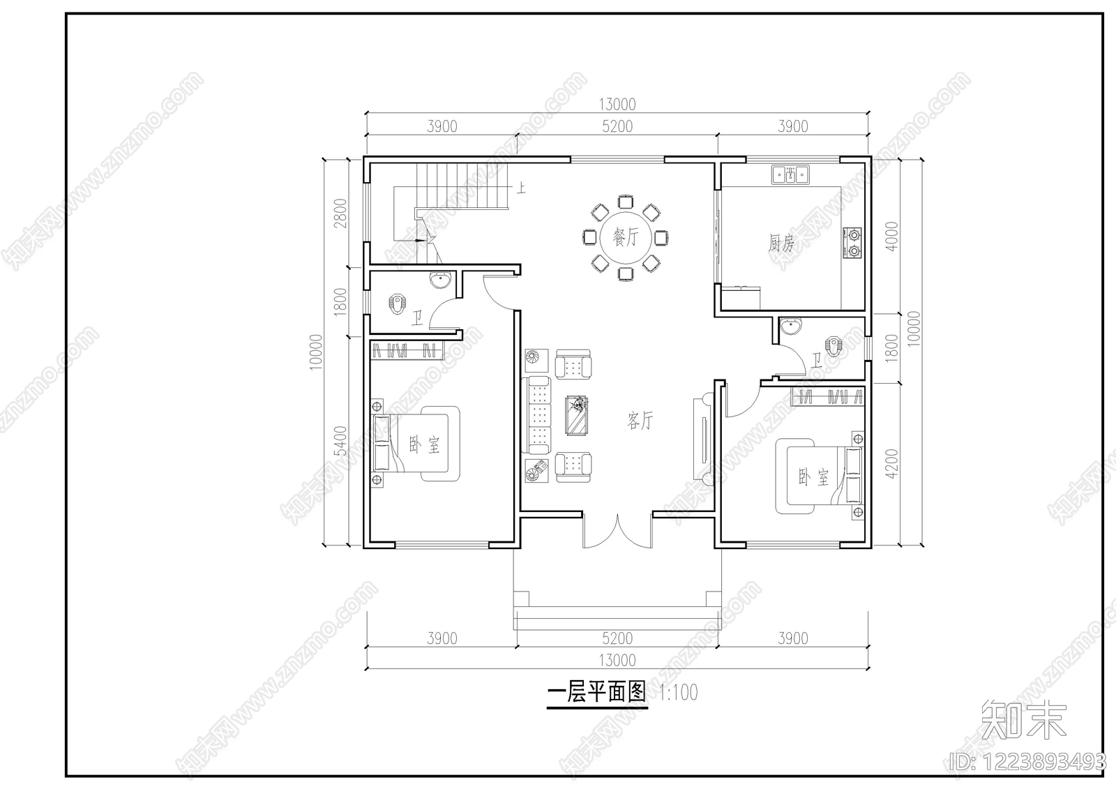 别墅建筑cad施工图下载【ID:1223893493】