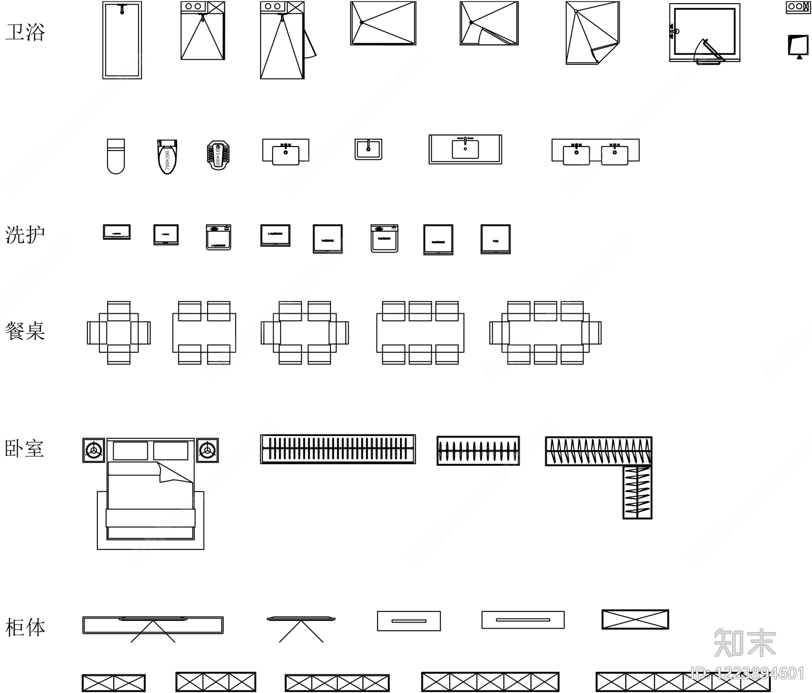 家具图库cad施工图下载【ID:1223894601】
