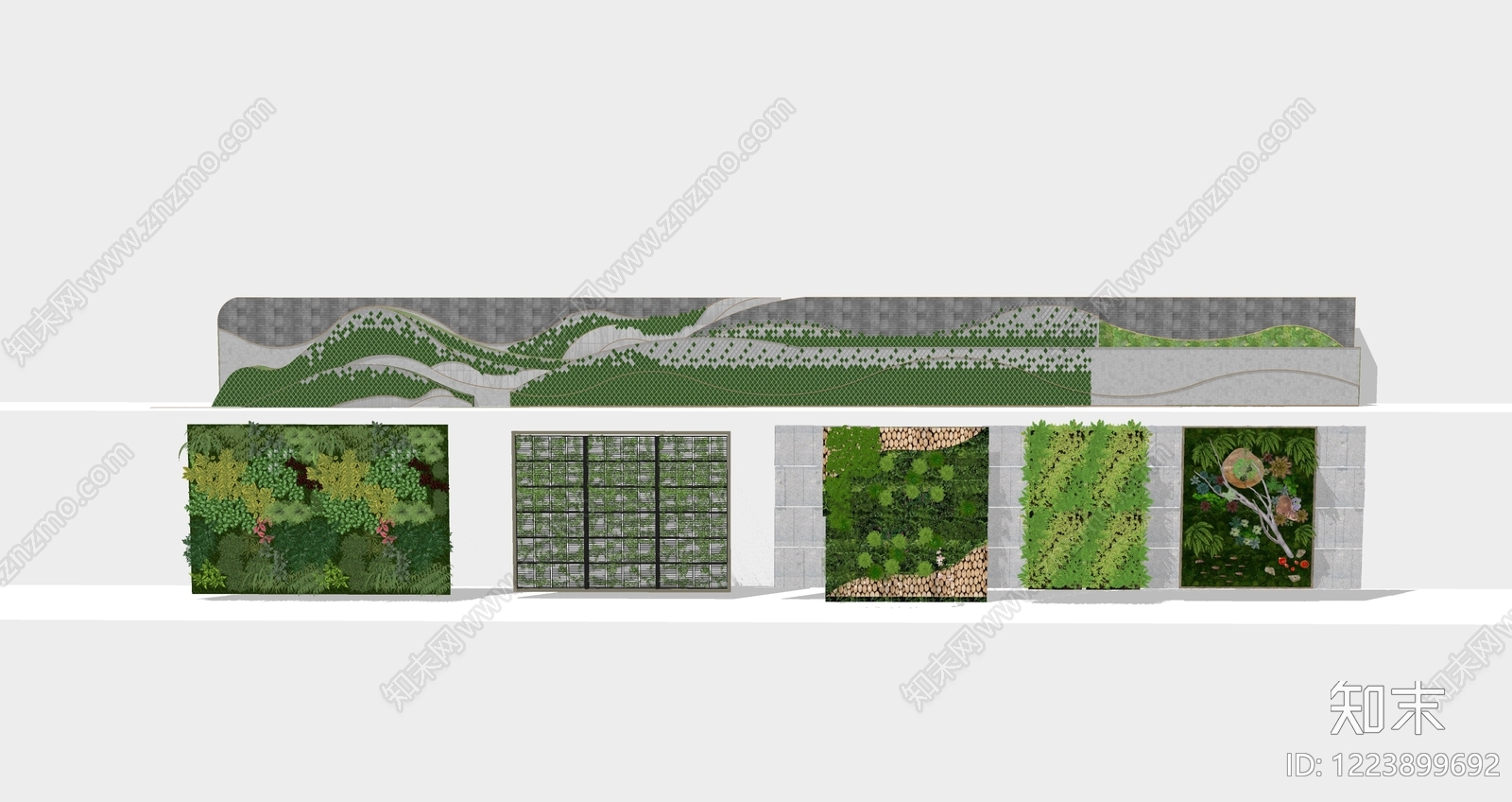 新中式景观景墙SU模型下载【ID:1223899692】
