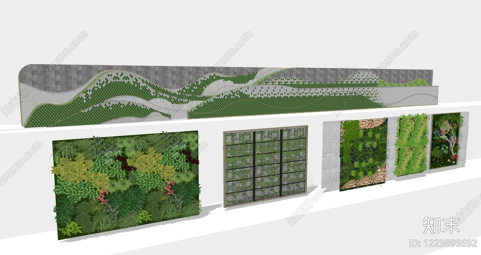 新中式景观景墙SU模型下载【ID:1223899692】