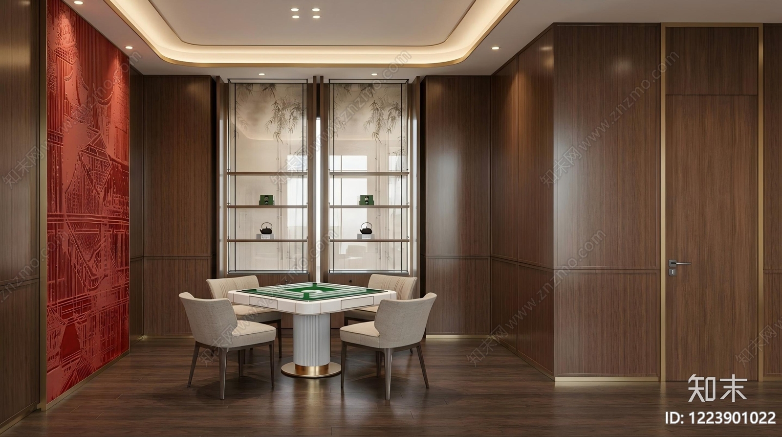 新中式棋牌室SU模型下载【ID:1223901022】