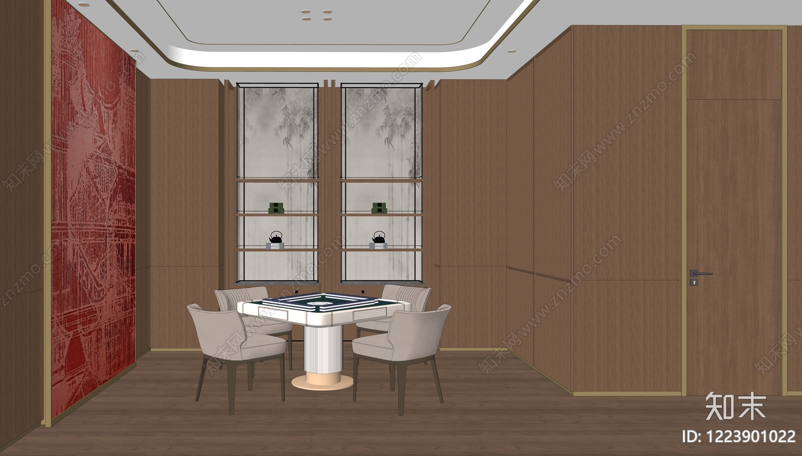 新中式棋牌室SU模型下载【ID:1223901022】
