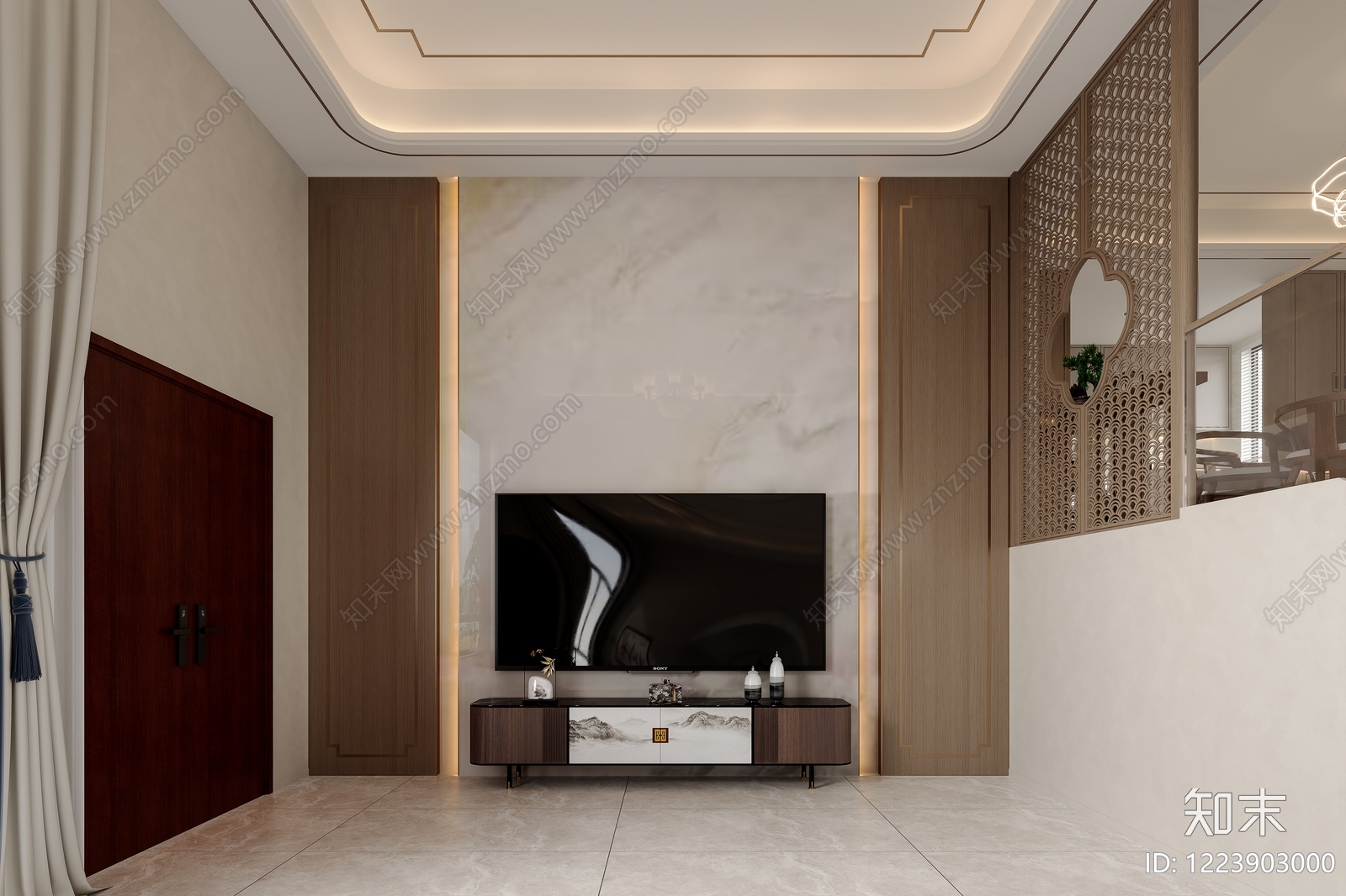 新中式家居客厅3D模型下载【ID:1223903000】