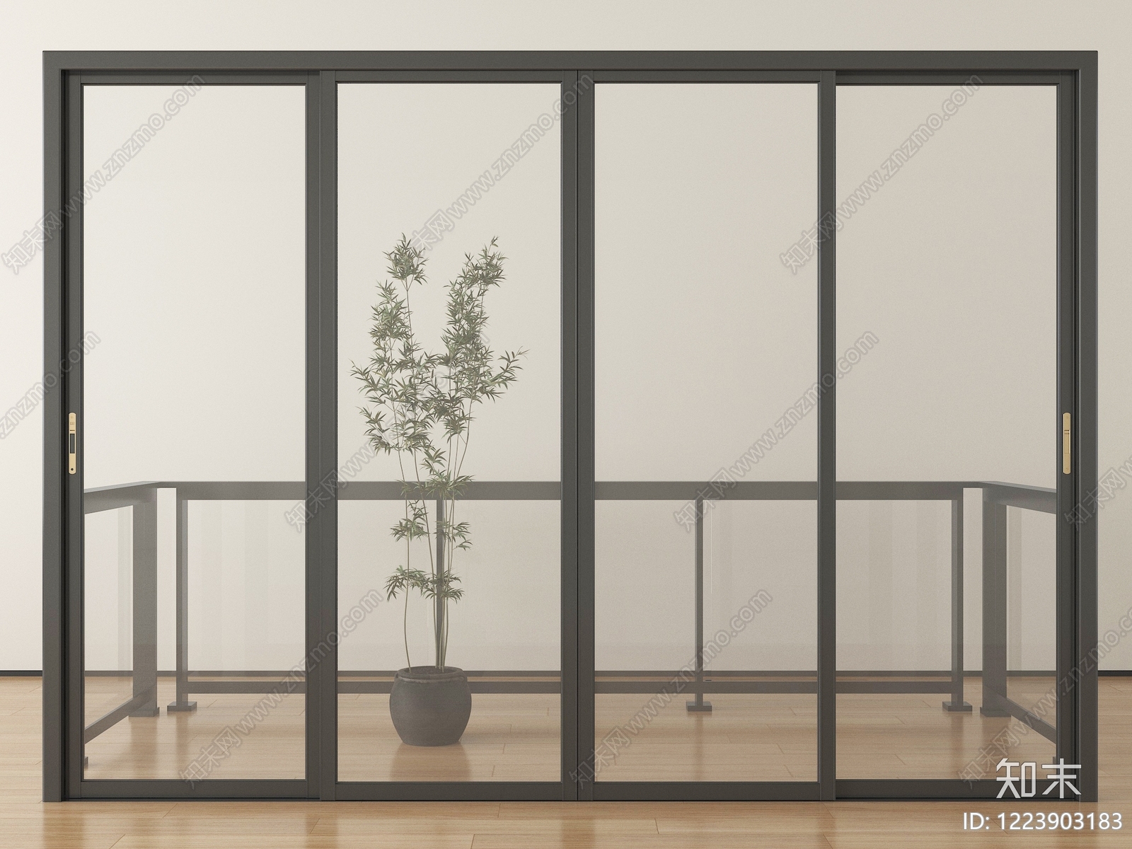 极简推拉门3D模型下载【ID:1223903183】