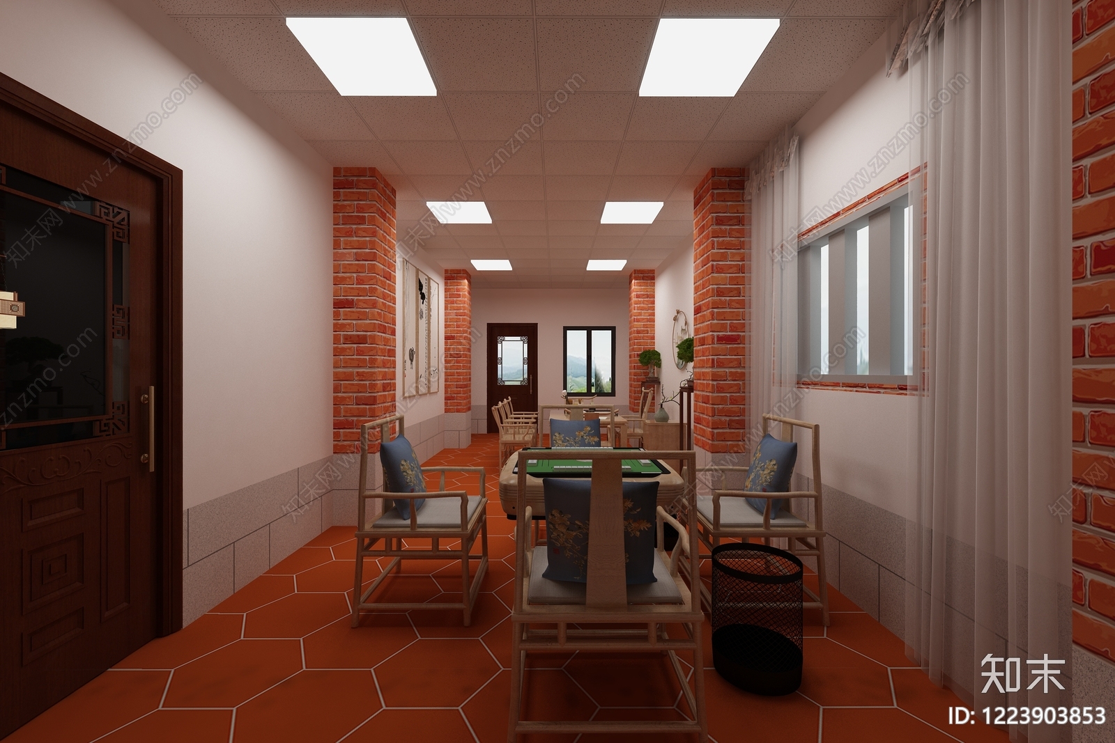 中式棋牌室3D模型下载【ID:1223903853】