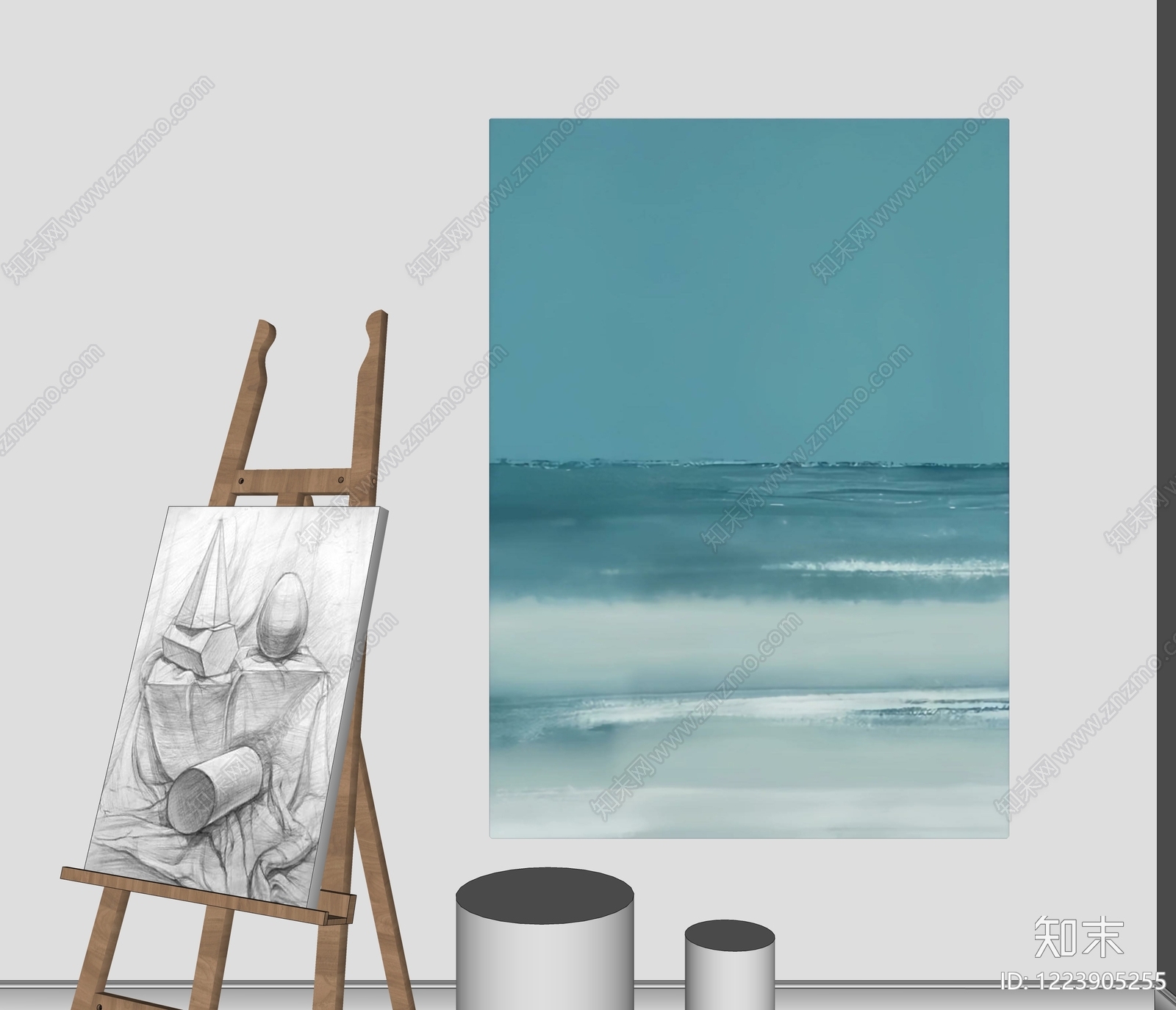 极简艺术展厅SU模型下载【ID:1223905255】