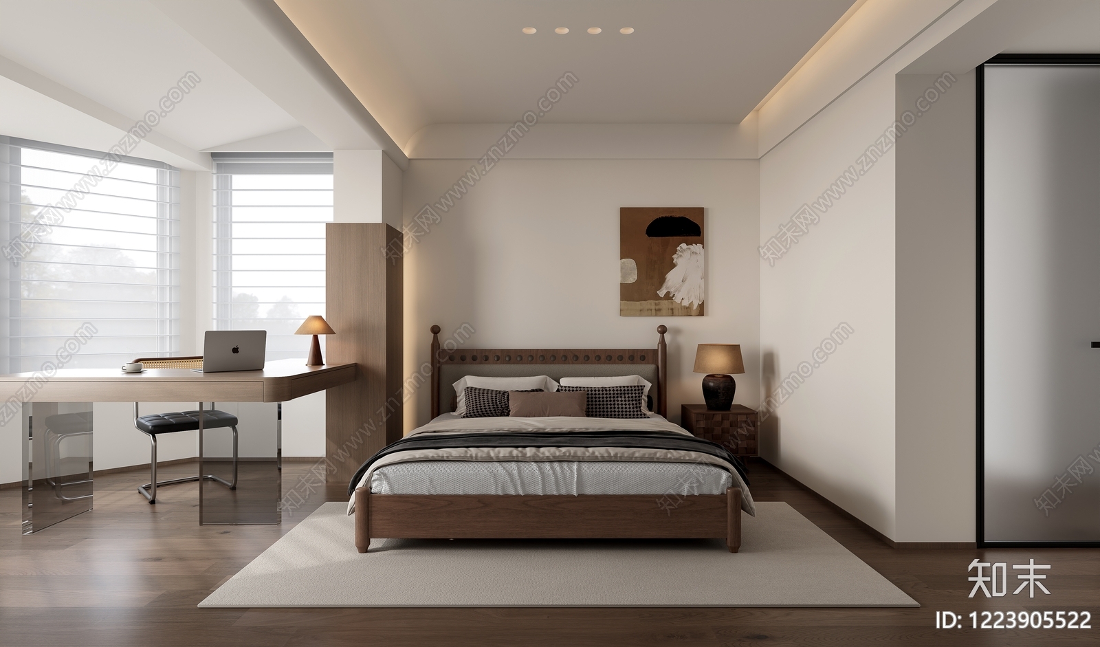 现代简约主卧3D模型下载【ID:1223905522】