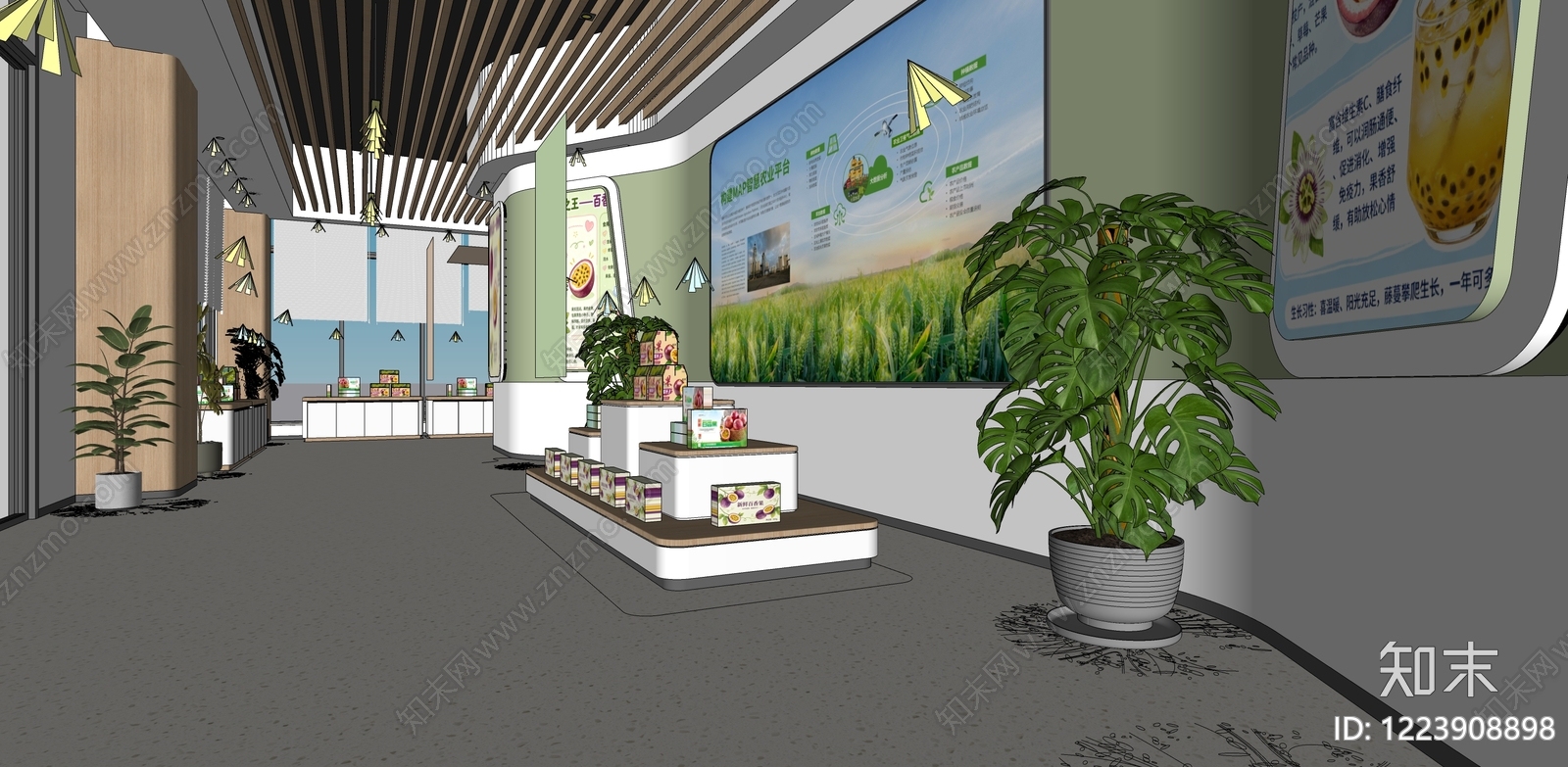 现代简约农产品展厅SU模型下载【ID:1223908898】