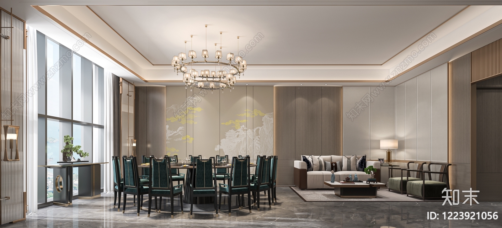 新中式包厢3D模型下载【ID:1223921056】