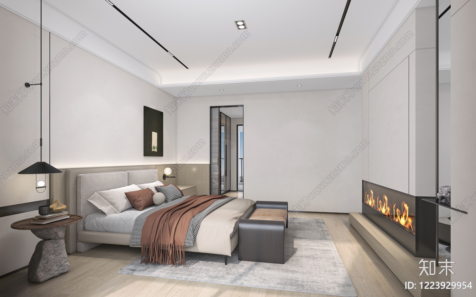 意式极简家居卧室3D模型下载【ID:1223929954】
