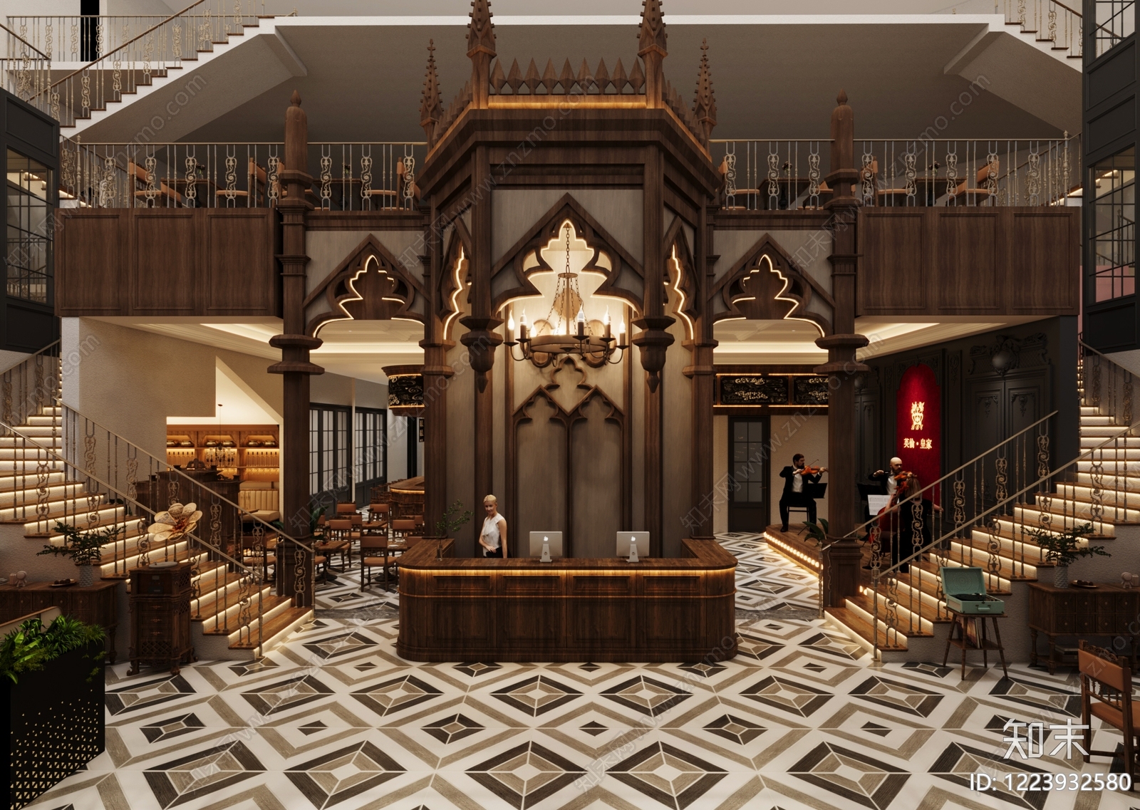 哥特式西餐厅3D模型下载【ID:1223932580】