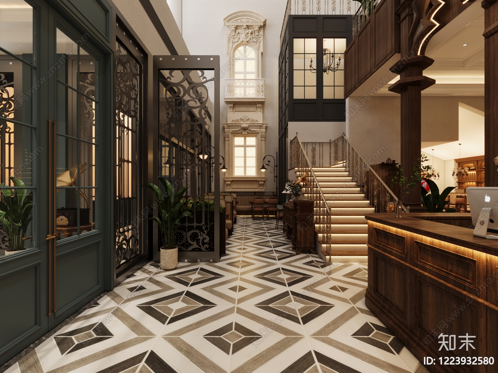 哥特式西餐厅3D模型下载【ID:1223932580】
