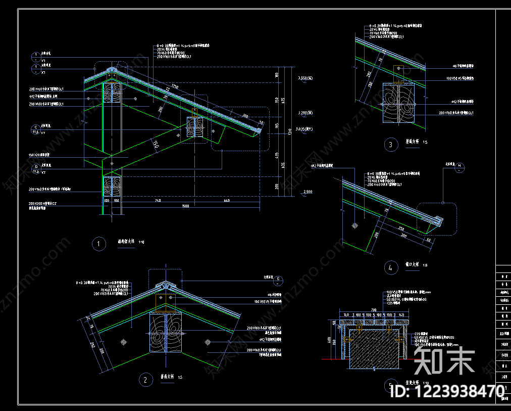 公园休憩廊亭cad施工图下载【ID:1223938470】