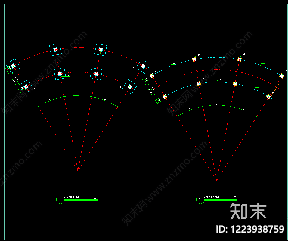 小区廊架cad施工图下载【ID:1223938759】
