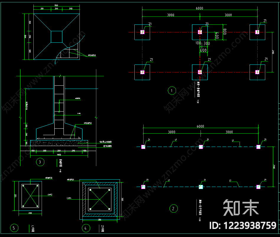 小区廊架cad施工图下载【ID:1223938759】