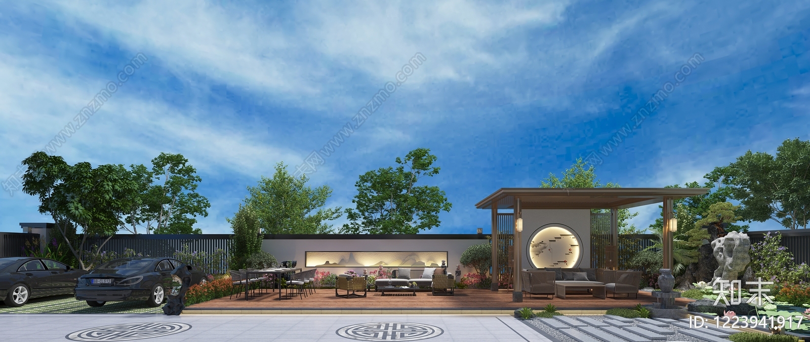 新中式景观庭院3D模型下载【ID:1223941917】