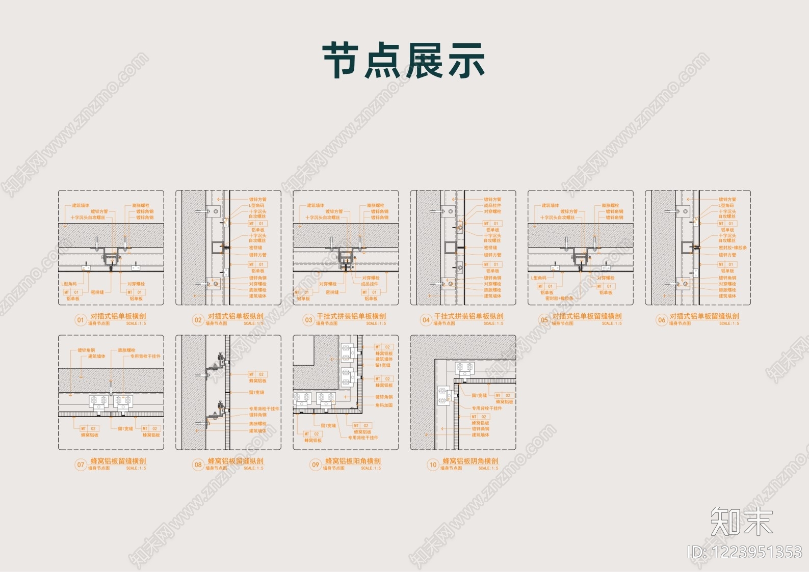 墙面节点cad施工图下载【ID:1223951353】
