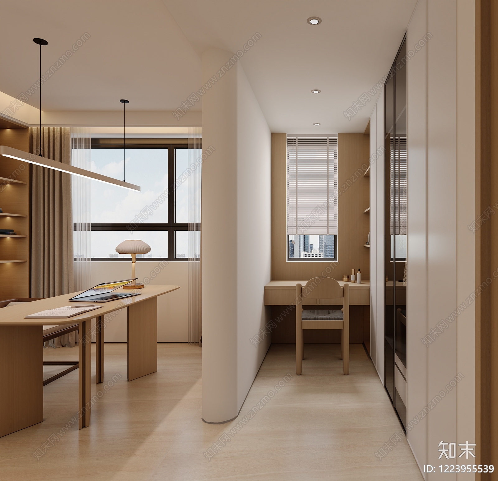 奶油风家居卧室3D模型下载【ID:1223955539】