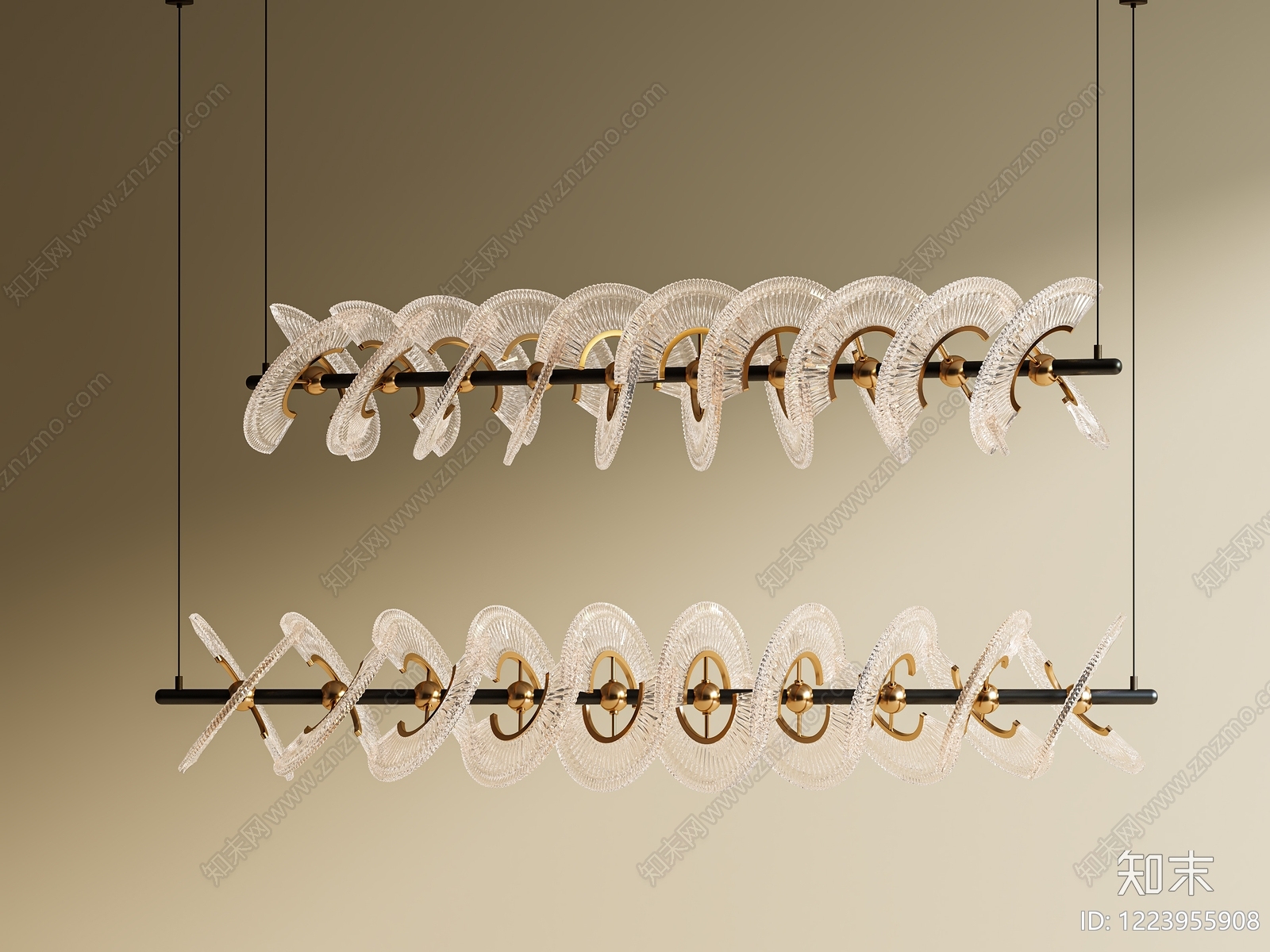 轻奢艺术吊灯3D模型下载【ID:1223955908】