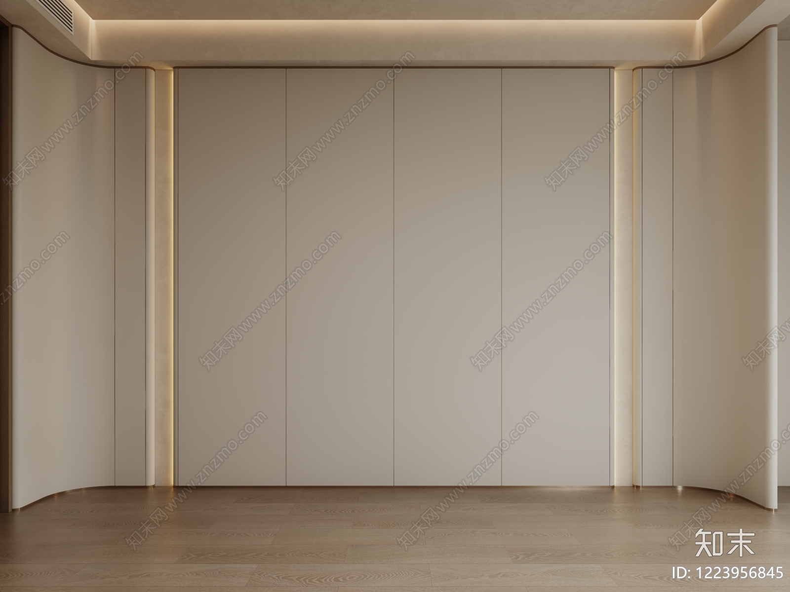奶油风床头背景墙3D模型下载【ID:1223956845】