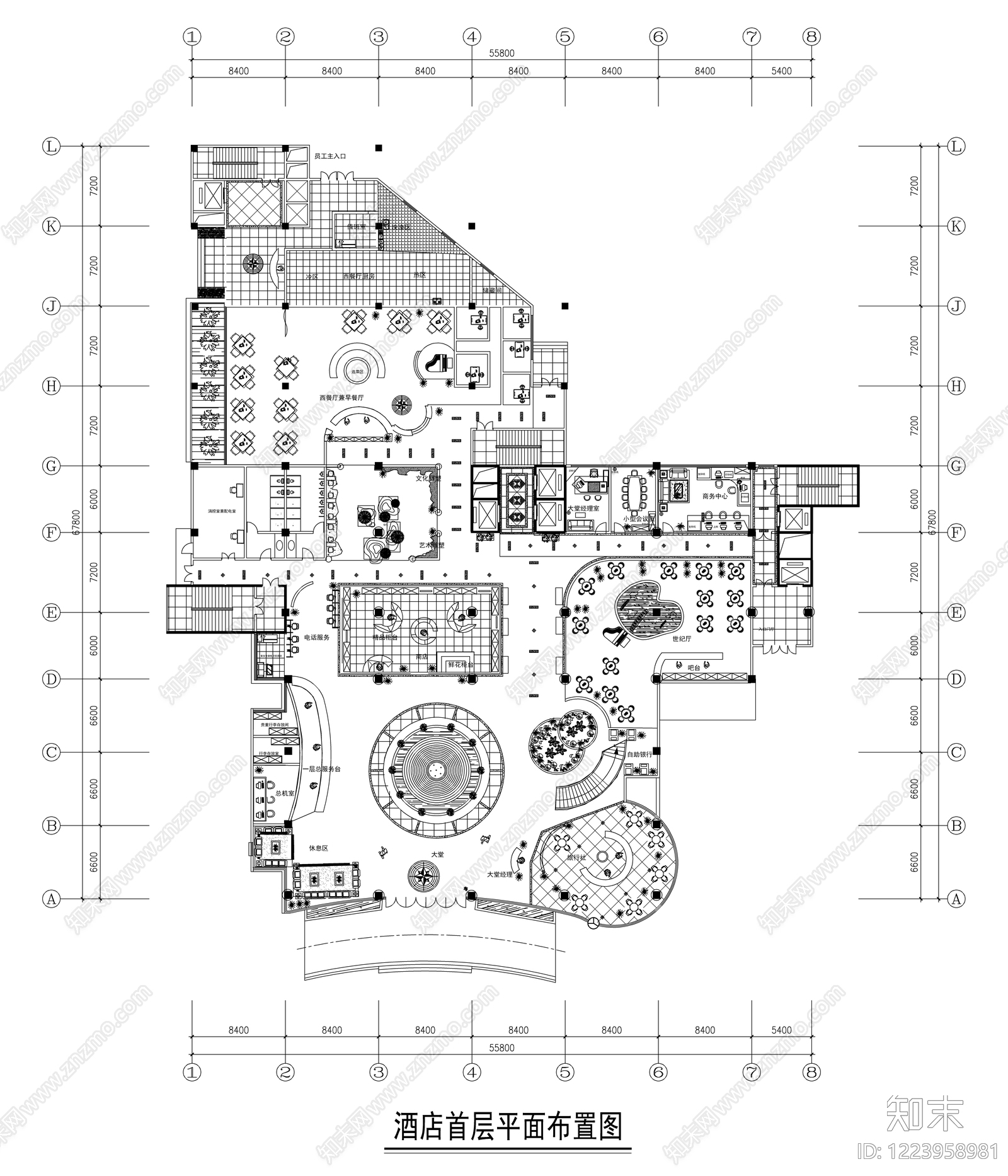 会所cad施工图下载【ID:1223958981】