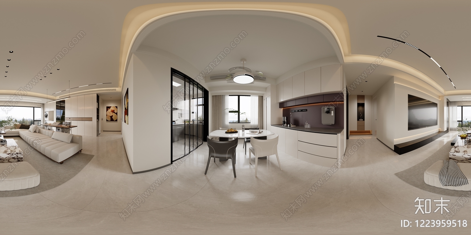 奶油风横厅3D模型下载【ID:1223959518】