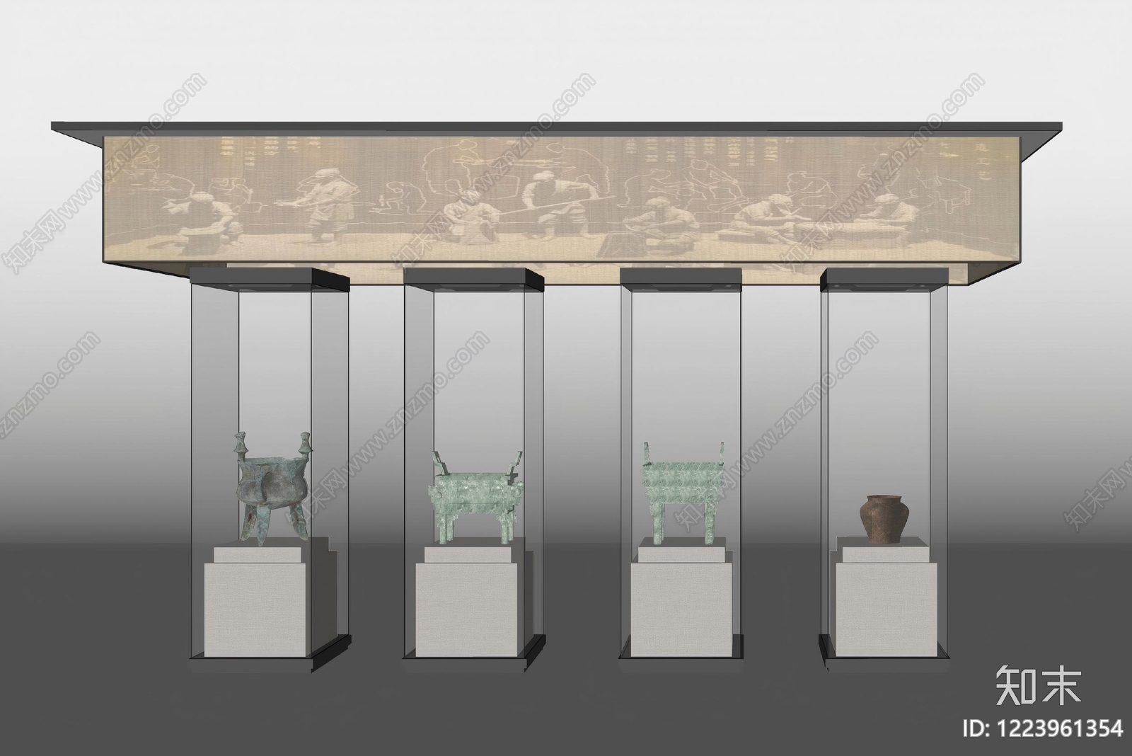 中式历史文物展示柜SU模型下载【ID:1223961354】
