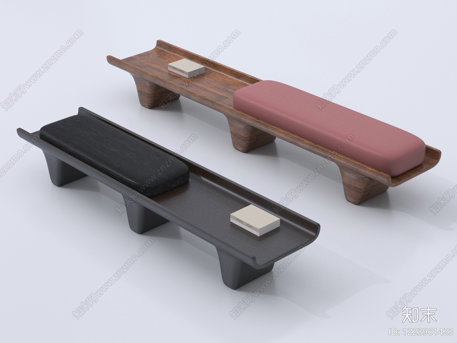 新中式沙发凳3D模型渲染效果图