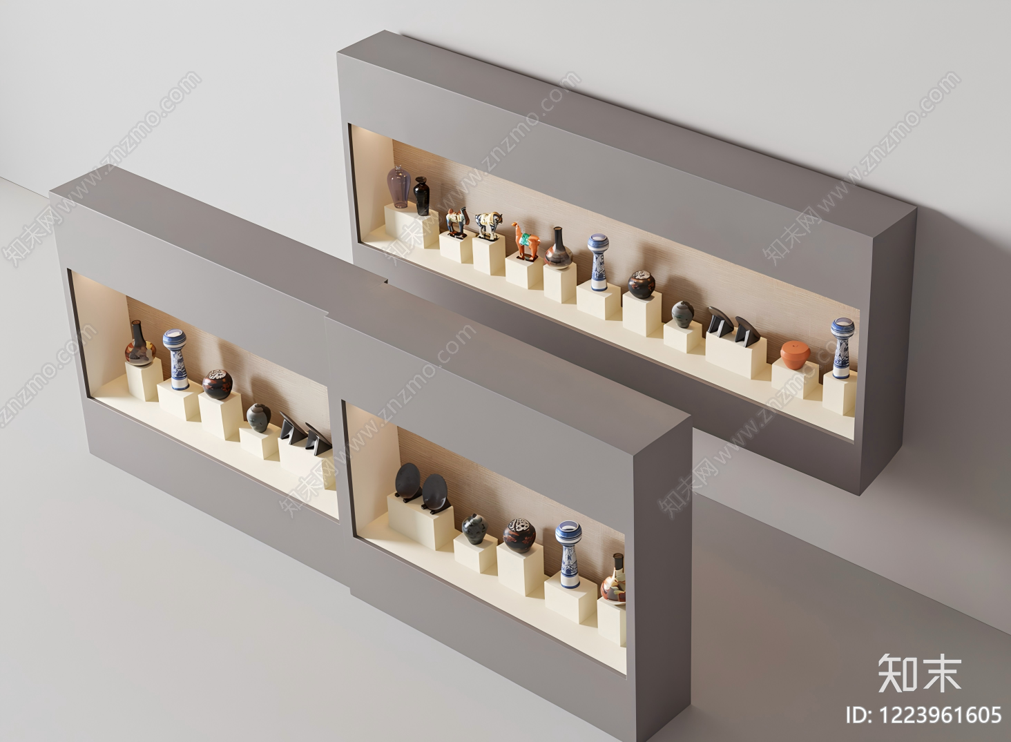 极简陶瓷展厅3D模型渲染效果图