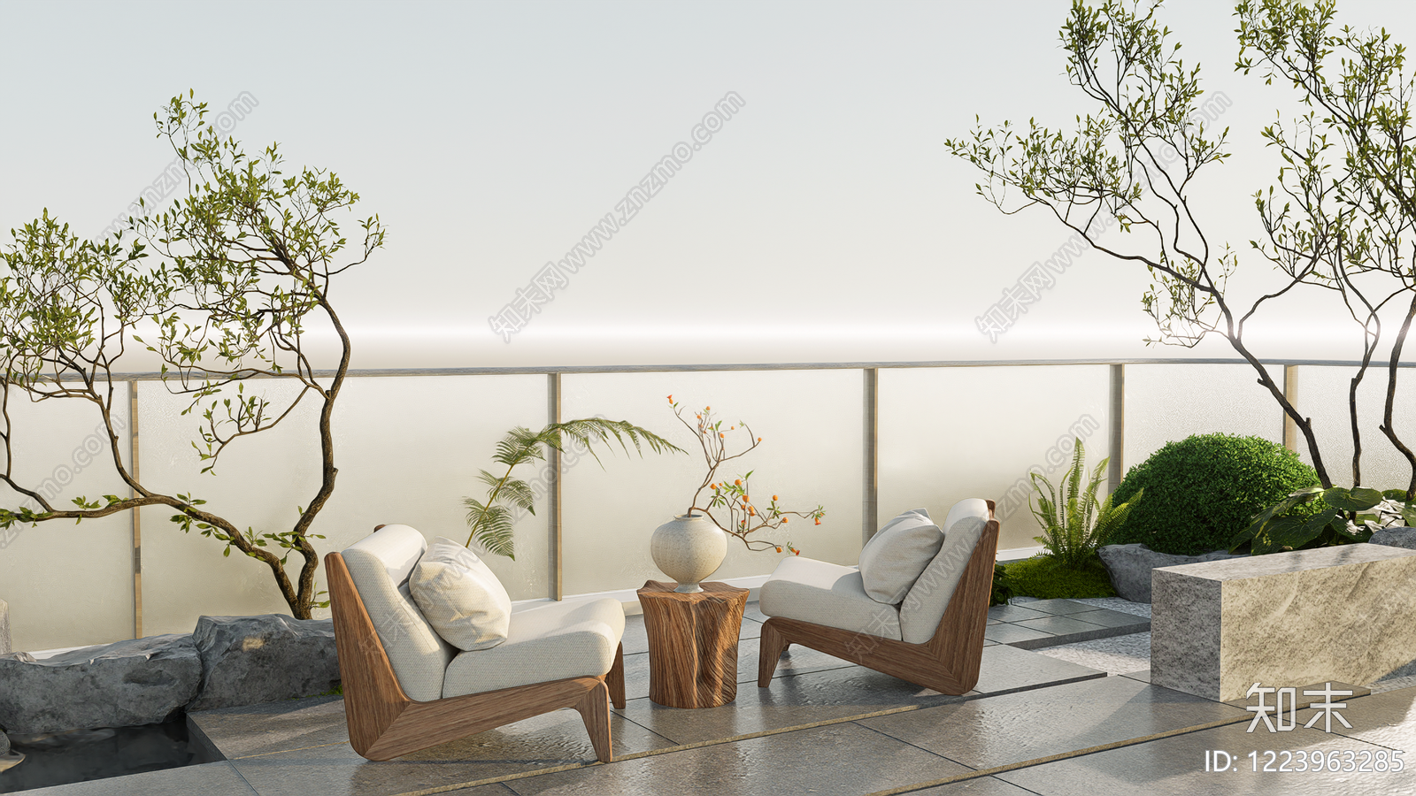 禅意屋顶花园SU模型下载【ID:1223963285】