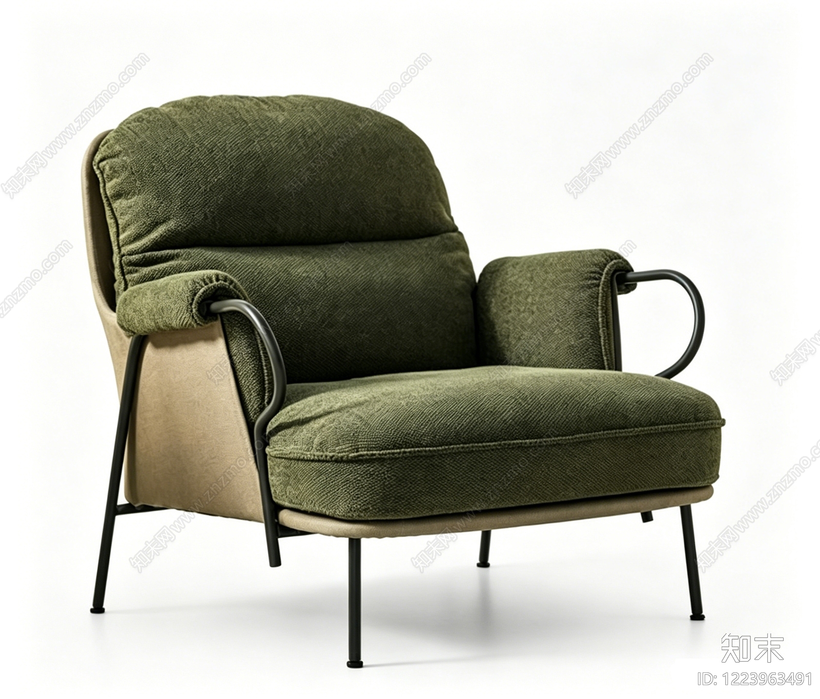 中古风单人沙发3D模型下载【ID:1223963491】