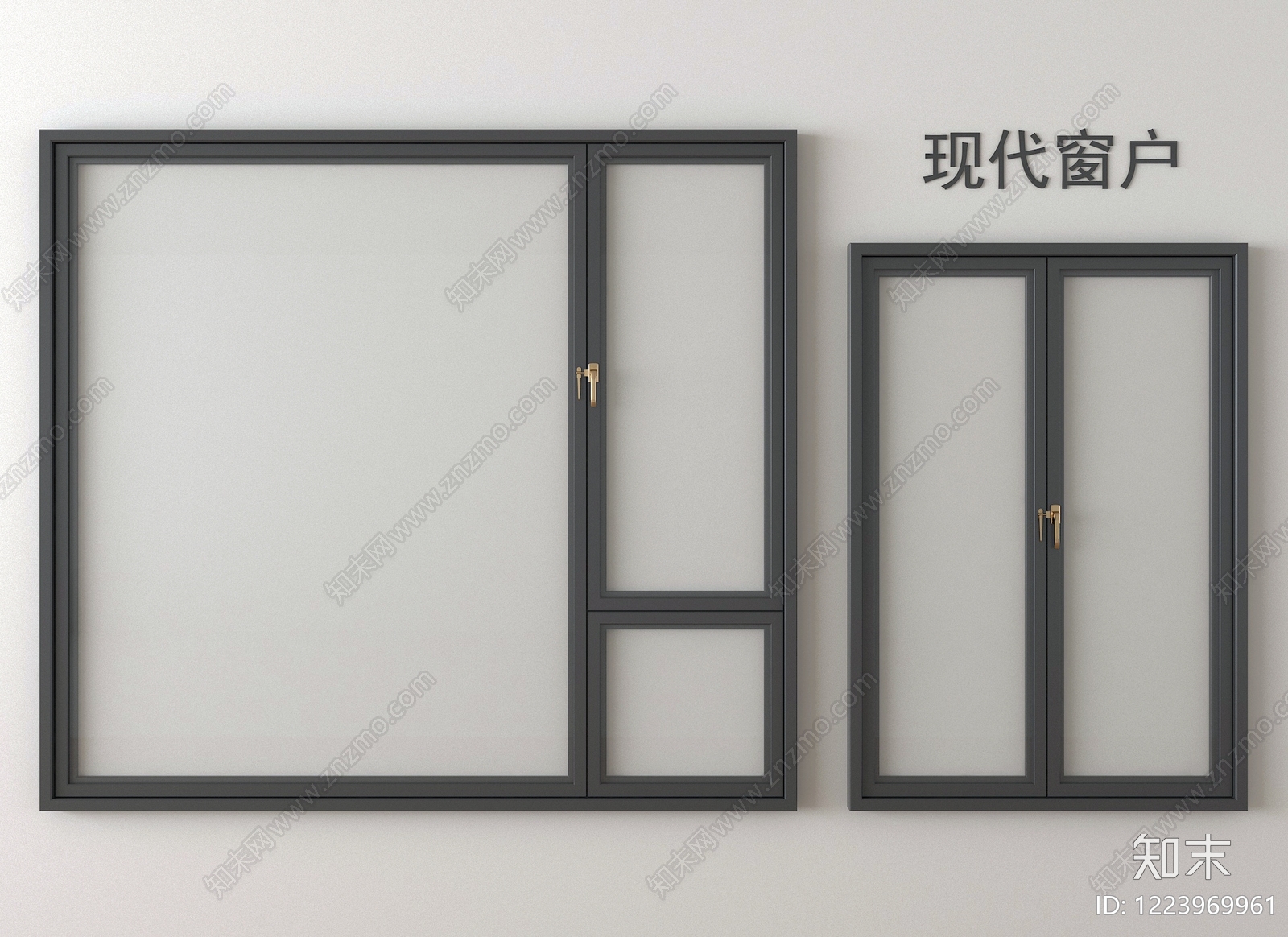 现代简约窗户组合SU模型下载【ID:1223969961】