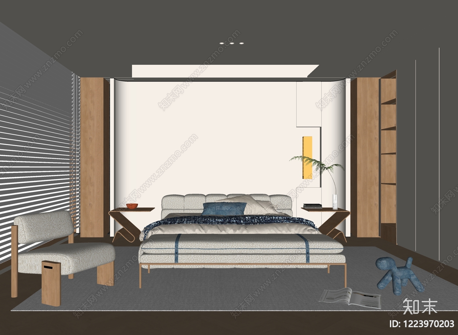 极简家居卧室SU模型下载【ID:1223970203】