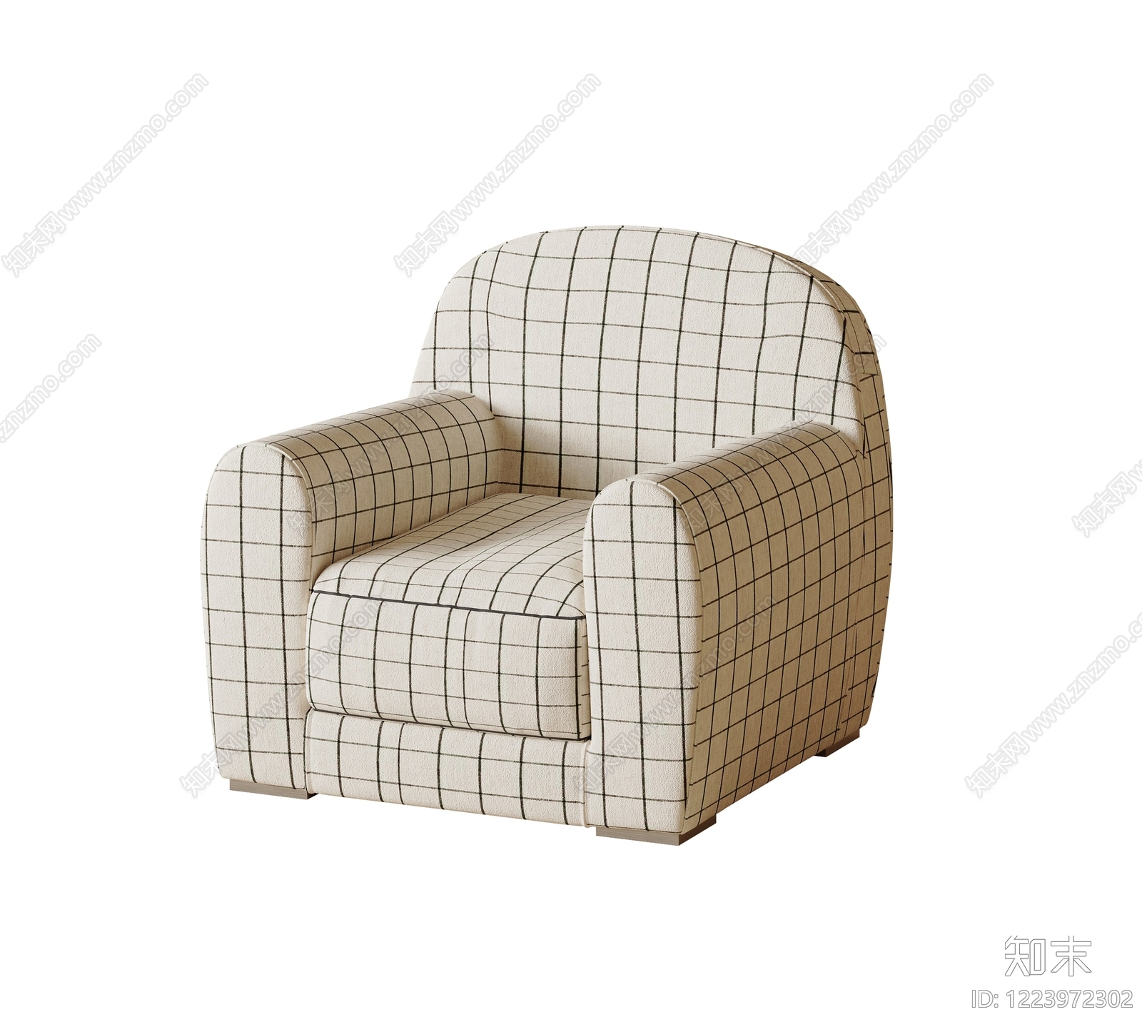 奶油风单人沙发3D模型下载【ID:1223972302】