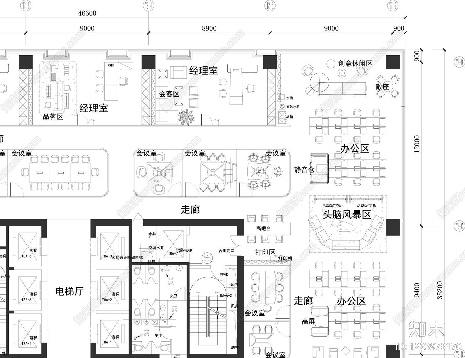 整体办公空间cad施工图下载【ID:1223973170】