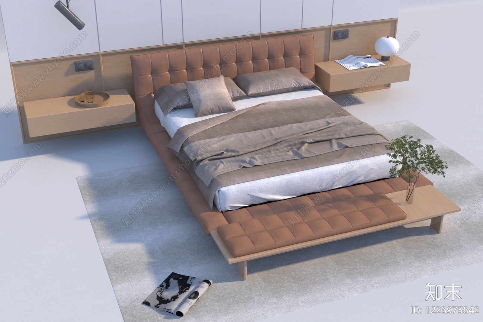 意式极简家居卧室3D模型下载【ID:1223975842】