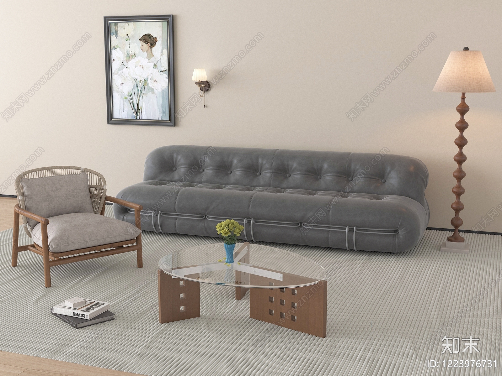 意式极简家居客厅3D模型下载【ID:1223976731】