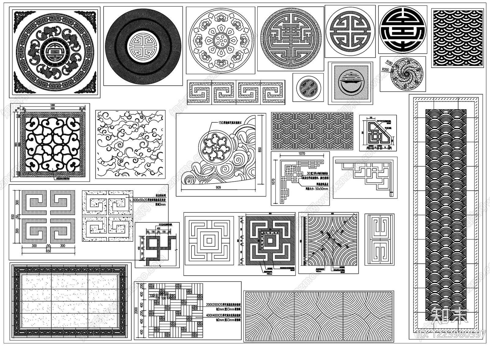 中式图案铺装CAD图纸