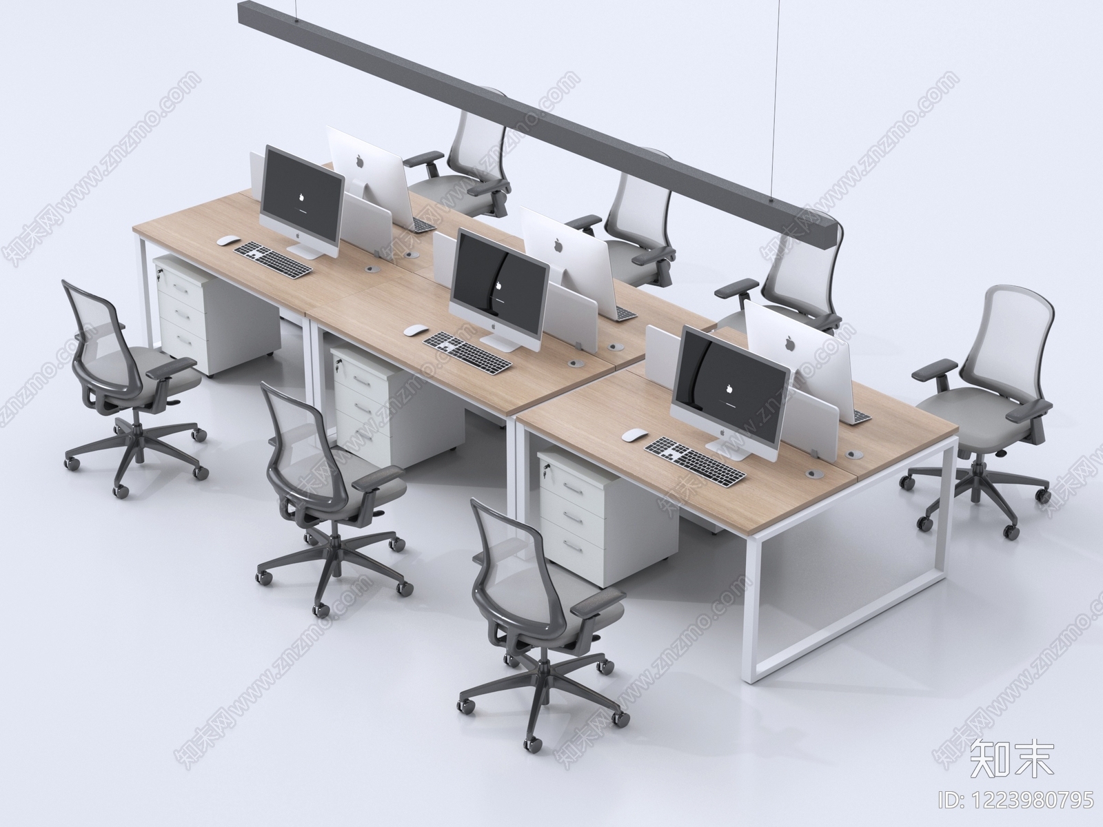现代简约办公桌椅3D模型渲染效果图