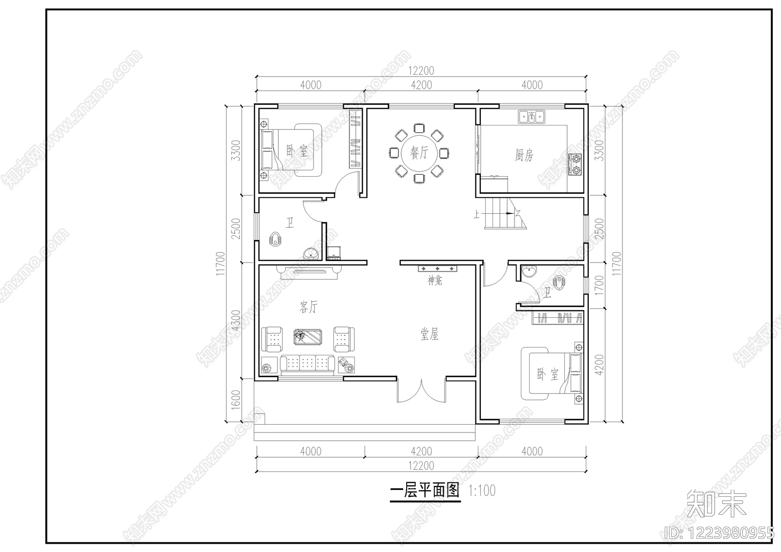别墅建筑cad施工图下载【ID:1223980955】