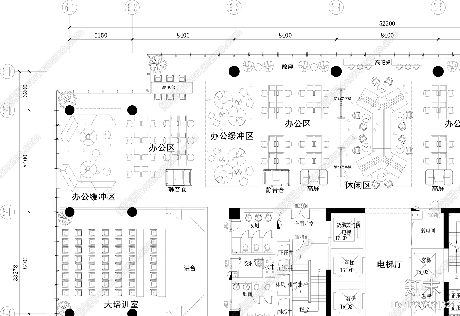 整体办公空间cad施工图下载【ID:1223981321】