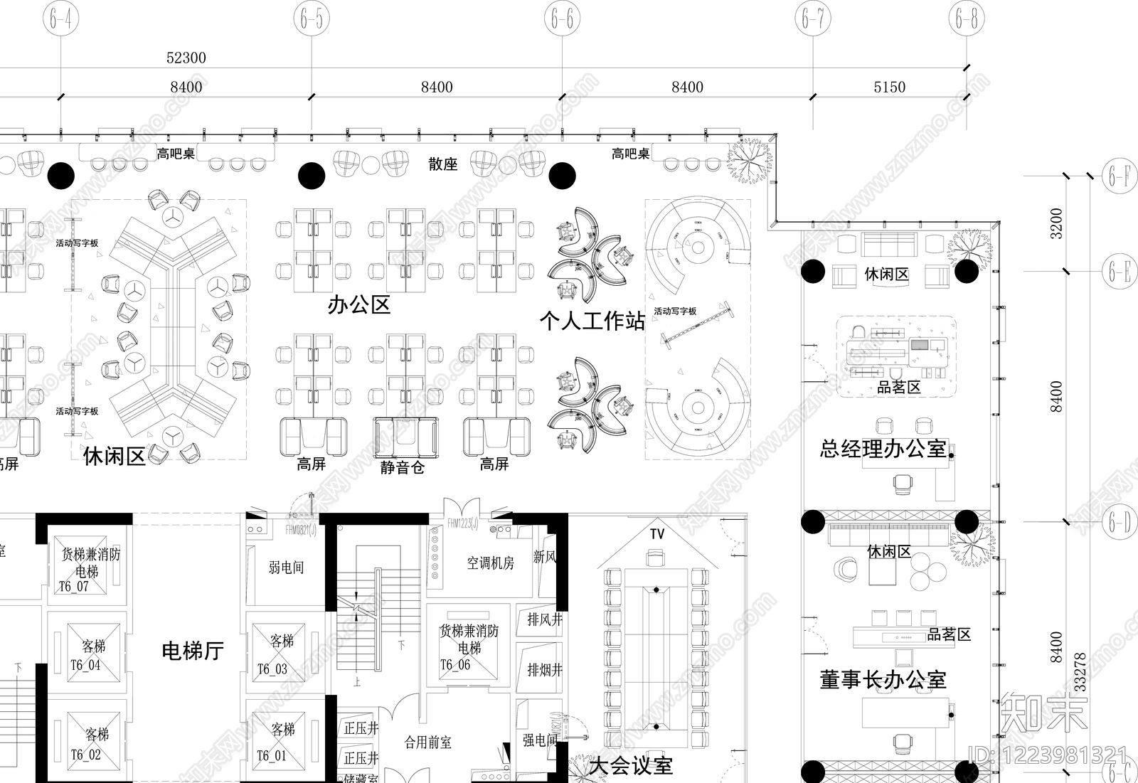 整体办公空间cad施工图下载【ID:1223981321】