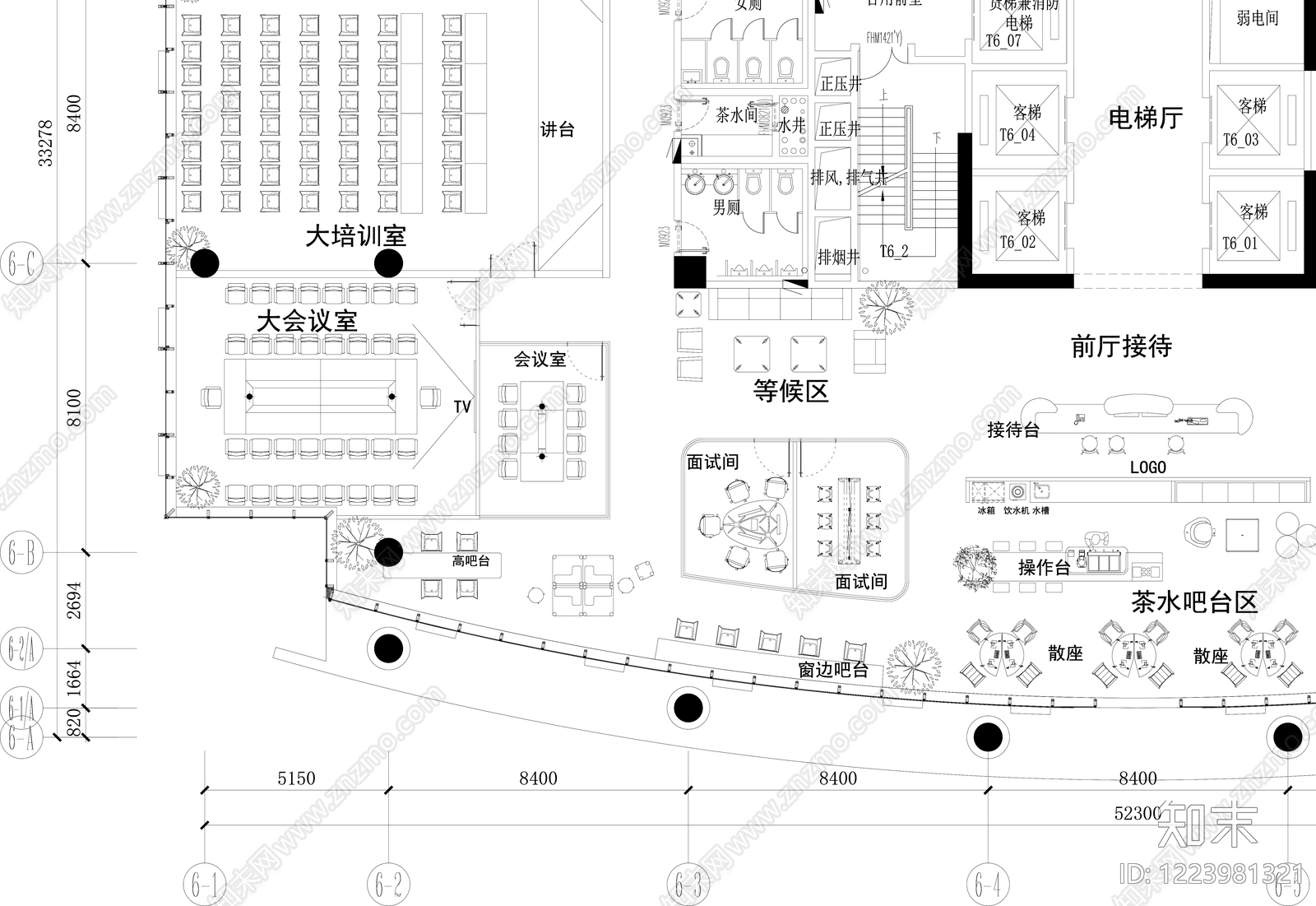 整体办公空间cad施工图下载【ID:1223981321】