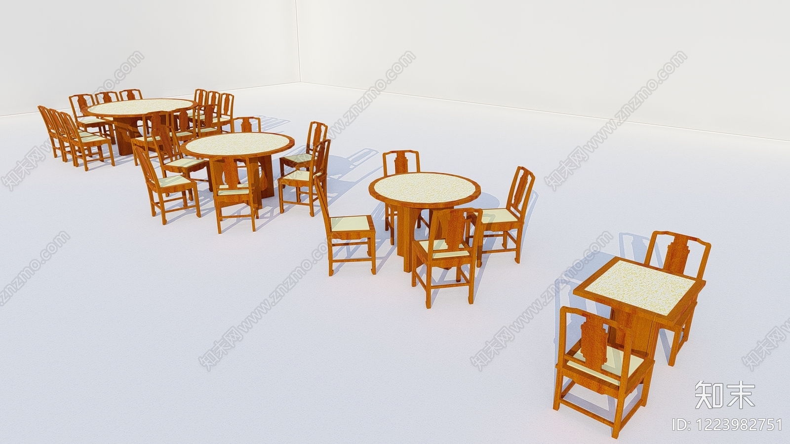 中式餐桌椅SU模型下载【ID:1223982751】