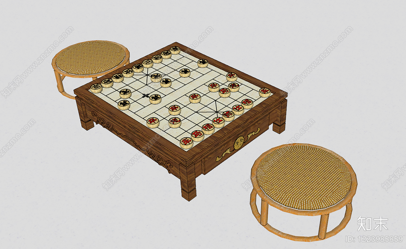 中式茶桌椅SU模型下载【ID:1223985859】