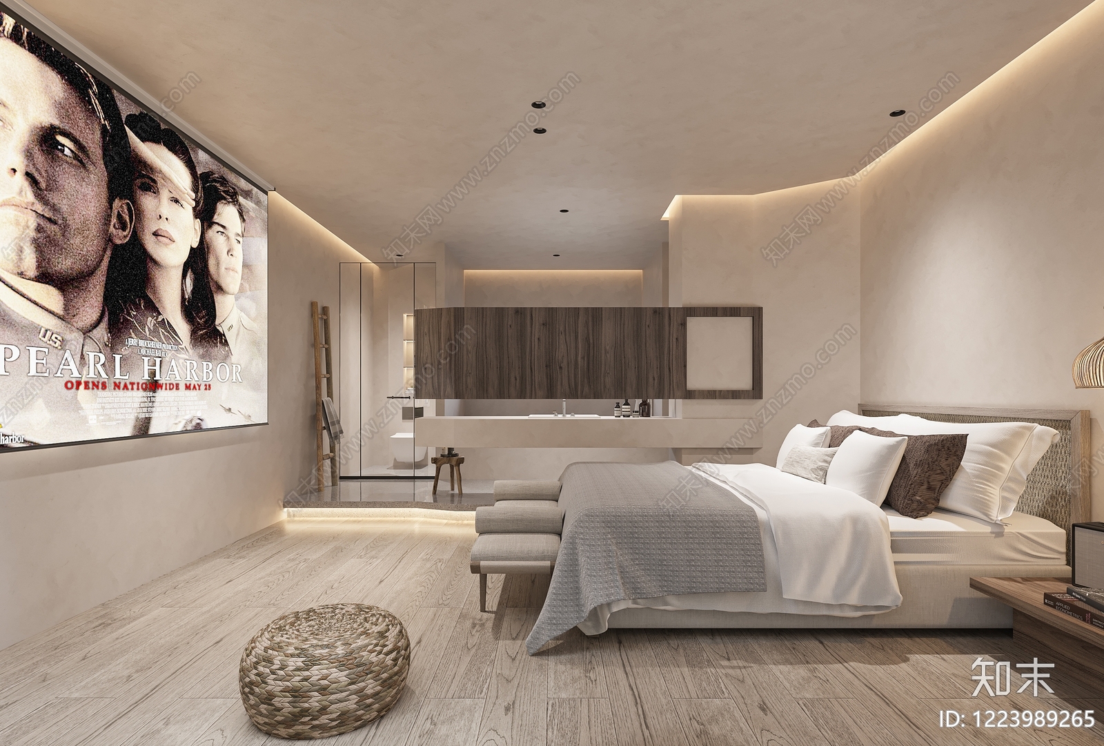 侘寂家居卧室3D模型下载【ID:1223989265】