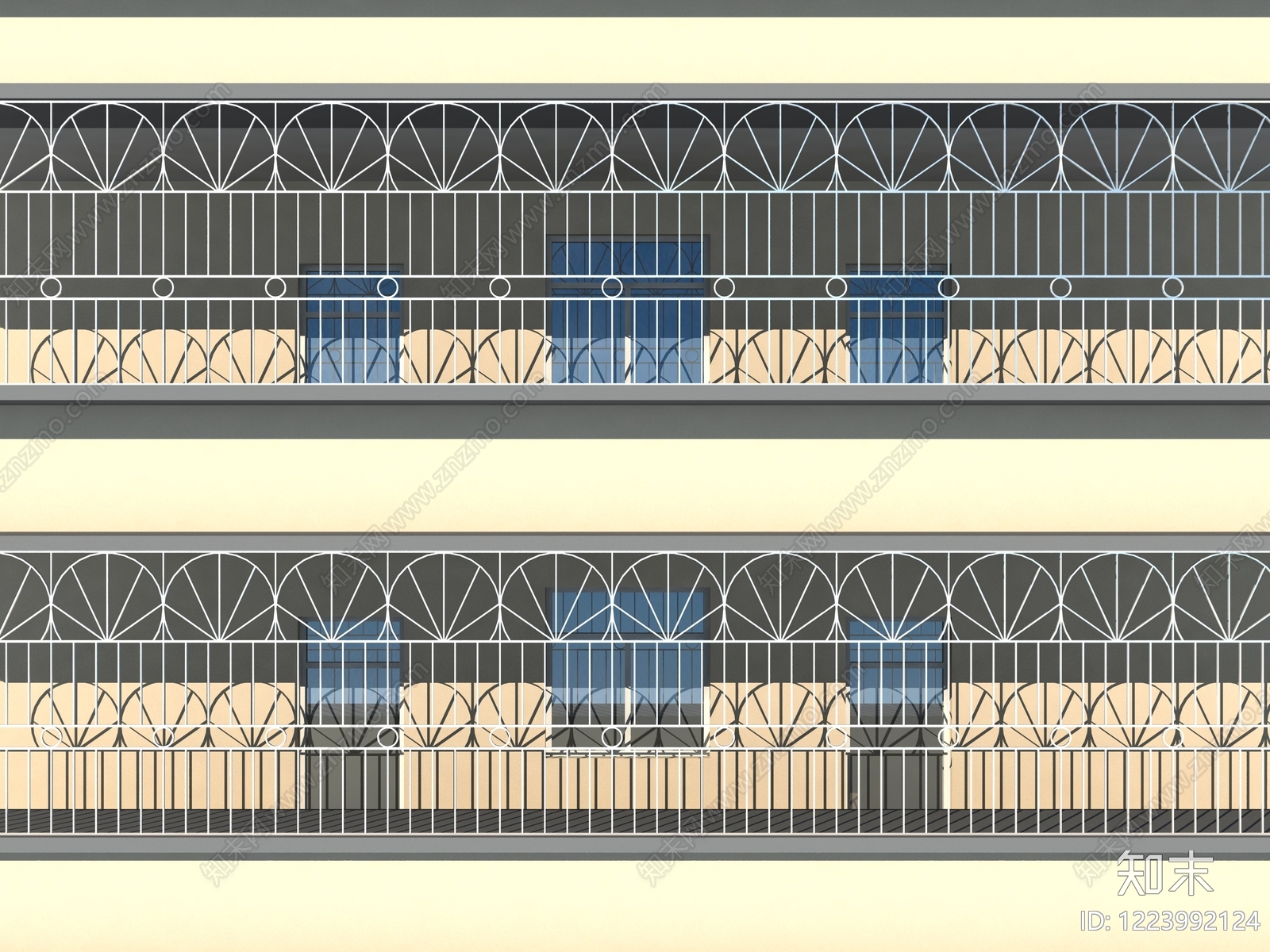 欧式多层住宅楼3D模型渲染效果图